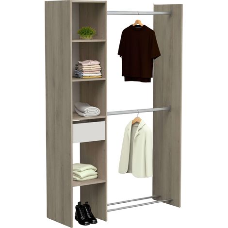 Dressing Californie 1 tiroir armoire ouverte Kronberg chêne et blanc mat 118 x 183 cm Meubles de chambre (1/5)