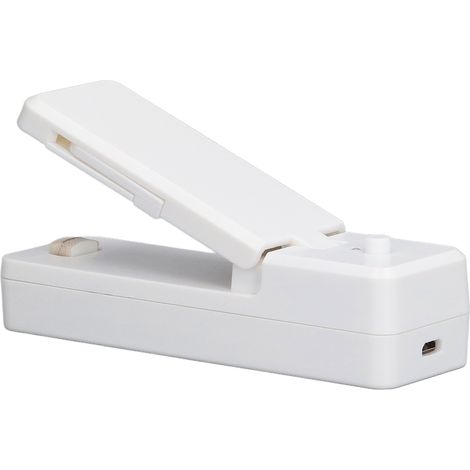 Mini-Beutelverschließer mit Magnet, USB-Ladefunktion, Plastikbeutelverschließer für Küche und Haushalt, Weiß (1/5)