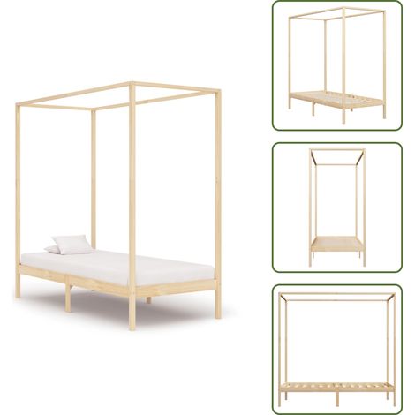 Letto con tende - vidaXL Giroletto senza Materasso 100x200 cm in Legno Massello di Pino - Letto senza materasso