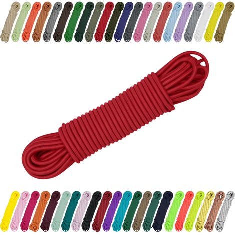 Cordon élastique en caoutchouc 2 mm, 3 mm pour couture, bricolage et extérieur – Caoutchouc rond, corde d'expansion, élastique, rouge, 2 mm x 10 m (1/5)