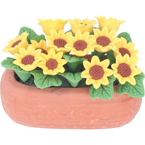 Plantes en Pot Miniatures pour Maison de Poupée 1:12, Tournesol Artificiel pour Décoration de Jardin Miniature (1/5)