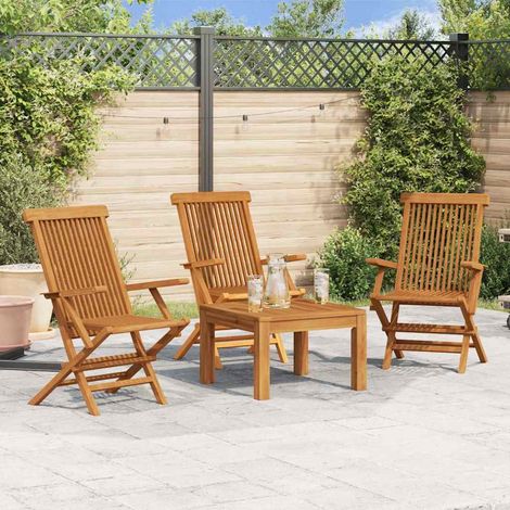 vidaXL Ensemble de 3 chaises pliantes en bois de teck pour jardin et extérieur (1/5)