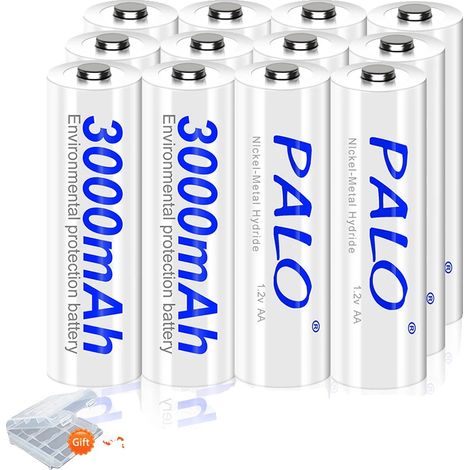 Batería recargable, ecológica, compatibilidad versátil, 12 pilas AA (1/2)