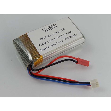 vhbw 1x Akku kompatibel mit Huajun W606-3C Quadrocopter Drohne Multicopter Quadrocopter (1800 mAh, 7,4 V, Li-Ion)