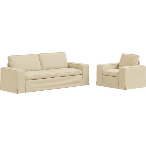 Sofa Set 2 pcs Cream Fabric vidaXL (1/5)