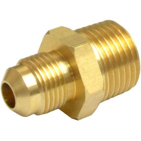 Lot de 2 raccords de tuyau de compression en laiton - Adaptateur de gaz demi-raccord - Flare 3/8" x 1/2" mâle (1 x 1,3 cm) (1/5)
