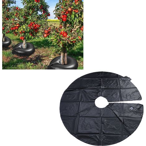 15-Gallonen-PVC-Baumbewässerungsring, 35,4 Zoll, Tropfbewässerungssystem, runder Wassersack, Bewässerungssack für Pflanzen, Gartenarbeit, Bäume und Sträucher, Schwarz (1/5)