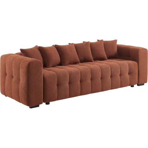 sweeek - 3-Sitzer Schlafsofa mit Stauraum und strukturiertem Bouclé-Bezug, Strukturiertes Bouclé, Terracotta (1/5)