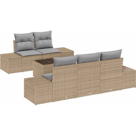 Maison Exclusive - Gartensofa-set mit Kissen 6 pcs Beige und Grau