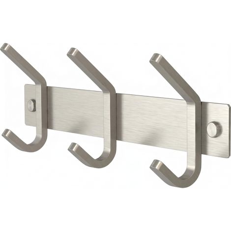 Porte-manteau mural avec 3 crochets à suspendre – 22,9 cm en acier inoxydable SUS304 robuste finition brossée étanche – Crochet mural pour salle de bain, cuisine, entrée (argent) (1/5)