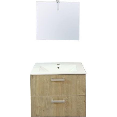 ONDEE - Mueble de cuarto de baño SMART - suspendido - 60cm - 2 cajones - Acabado madera