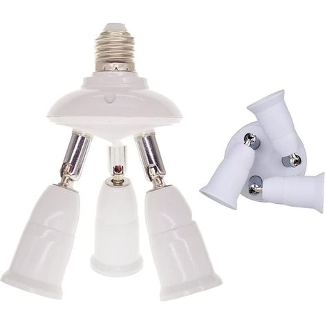 Adaptateur De Douille D'ampoule E27, Séparateur à 3 Têtes, Angles Réglables, Utilisation Intérieure Et Extérieure pour Plafonnier Ou Lampe (1/5)