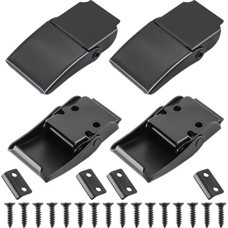4 Pièces Loquet à Bascule, Fermeture à Levier Fer Fermoir de Tension Fermeture de Boîte Capuchon de Verrouillage pour Boîte à Outils avec vis pour Boîte,Cas Sans Serrure, Noir (1/5)