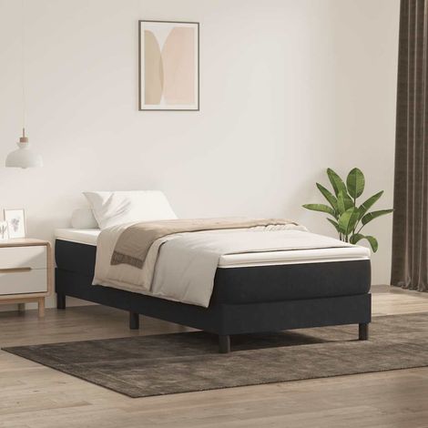 Boxspringbett mit Matratze Schwarz 80x220 cm Samt