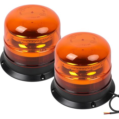 2 Pièces Gyrophare LED, Feu de Signalisation Orange, 6 Modèles Clignotants et 3 Modèles Rotatifs 1 Mode Croisière avec Boutons 12V-24V DC IP67 pour Voiture, Quad, Tracteur, Chariot Élévateur (1/5)