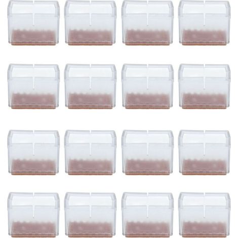 Un ensemble de 16 embouts carrés en silicone épais et antidérapants pour pieds de chaise, fabriqués en silicone souple, avec fonction de réduction du bruit, adaptés à une utilisation quotidienne sur l (1/5)