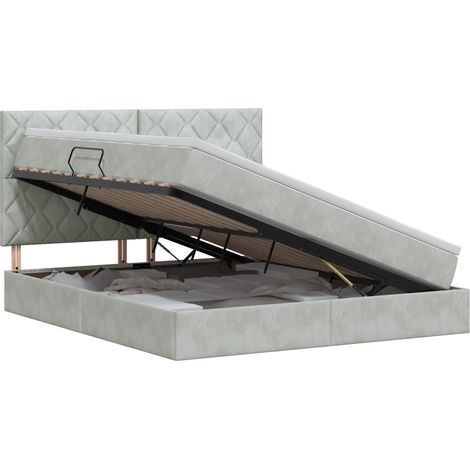 Maison Exclusive - Letto con contenitore e materasso Grigio Chiaro 140 x 190 cm (1/5)
