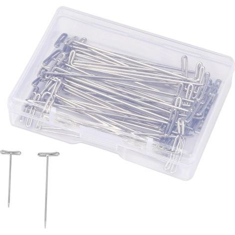 Épingles à perruque en T, épingles de blocage pour tricot et fixation perruque, 100 pièces, longueurs 3,8 cm, 2,7 cm et aiguille de 5 cm (1/4)