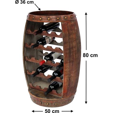 DanDiBo Weinregal Holz Stehend Weinfass 0370-R Fass 80 cm Flaschenregal Flaschenständer Flaschenhalter Braun Bar Weinbar