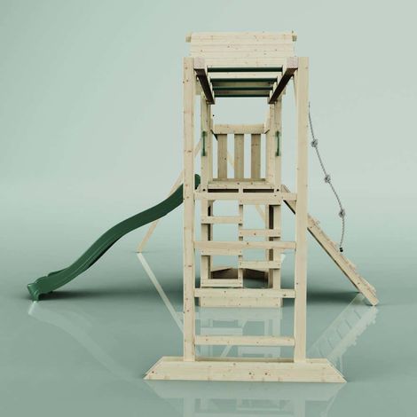 PolarPlay Spielturm Helsingborg aus Holz in GrünTrapezstange (1/5)