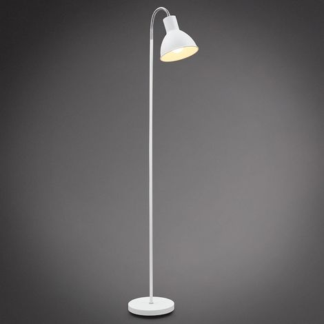 lampadaire à pied métal blanc, lampe à vasque, style industriel moderne, tête inclinable, pour bureau, salle à manger salon chambre (1/5)