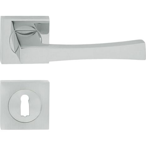 DOMINO Poignée de porte LOGO QR M6 BB Poignée avec rosace BB pour clé Chromé brillant (1/5)