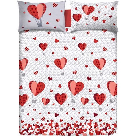 Copripiumino parure sacco e federa stampa mongolfiera 100% cotone singolo matrimoniale Rosso - Singolo