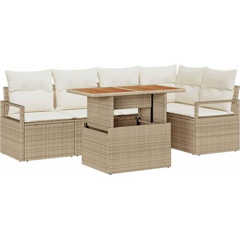 Garden Sofa Set 6 pcs Beige Poly rattan vidaXL (1/5)