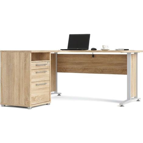Dmora Bureau, couleur chêne, 159 x 74,5 x 150,5 cm, avec emballage renforcé