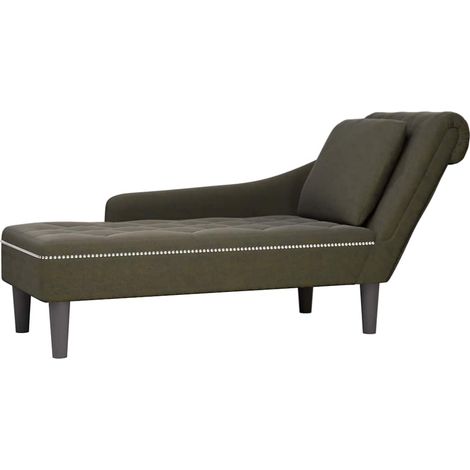Chaiselongue mit Kissen & Rechter Armlehne Armeegrün Kunstleder