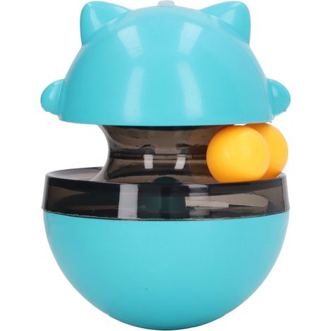 Interessanter Leckerli-Spender aus ABS-PC-Metall mit glatter Oberfläche, der Katzen zum Spielen animiert, in Marineblau. (1/5)