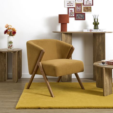 Fauteuil - HOME DECO FACTORY - Jules - Design Rétro Chic - Jaune (1/5)