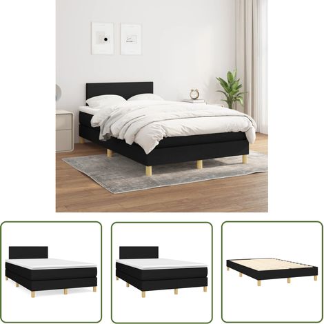 The Living Store Boxspringbett mit Matratze Schwarz 120x200 cm Stoff - Boxspringbett - Doppelbett - Schlafraum - Bettenrahmen - Matratze (1/5)