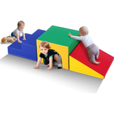 VEVOR Escalador de túnel único, juego para niños pequeños, bloques de escalada de espuma, laberinto de túnel con escaleras y rampa, interior para niños pequeños en edad preescolar, 3 piezas