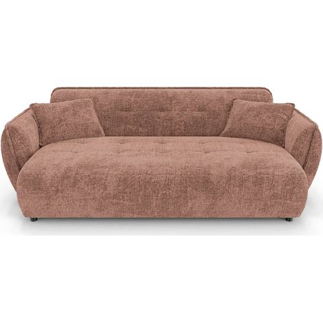MONA - Canapé droit tissu chenille 3 places Terracotta (1/5)
