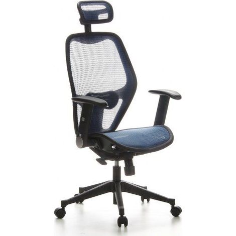 Siège de bureau / Fauteuil de direction AIR-PORT, tissu maille bleu hjh OFFICE