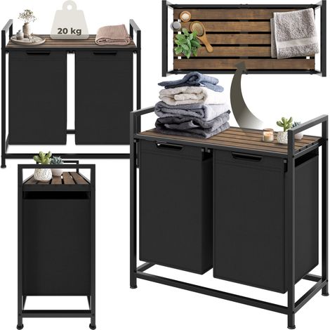 Panier à linge avec étagère style industriel 34x74x72cm (1/5)