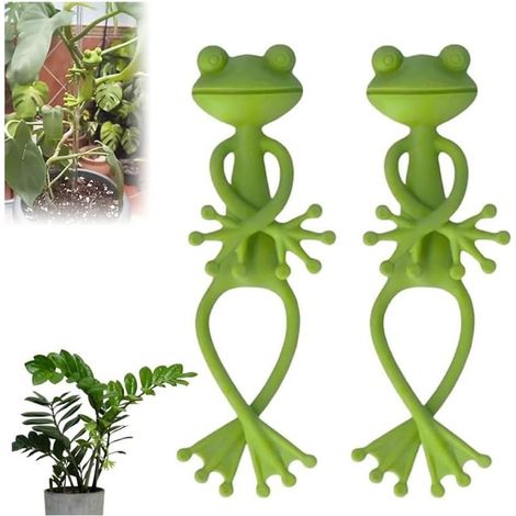 Lot de 3 supports de plantes grenouilles vertes adorables et stables pour plantes en pot, plantes grasses, décoration de jardin, cadeau amusant (1/4)