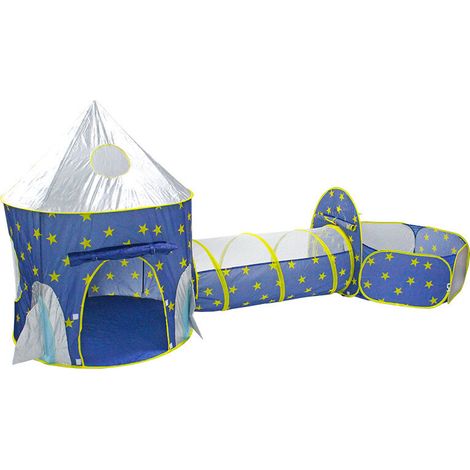 BRAVIX 3 en 1 Pop Up Jouer Tente avec Tunnel, Balle Pit pour Les Enfants, garçons, Filles, bébés et Enfants en Bas âge, Playhouse intérieur / extérieur,Yourte capsule spatiale en trois parties
