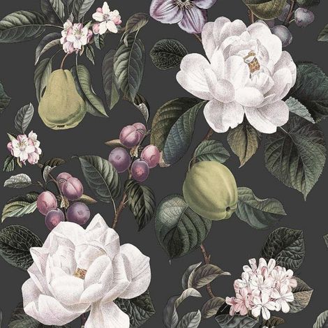 Holden Decor Pyrus Charcoal Floral Sophisticated Paste The Paper Wallpaper (1/4)