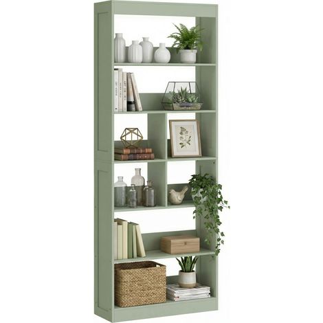 HOMCOM Bookcase, 6-Tier Bookshelf with Anti-Tipping Design, Green