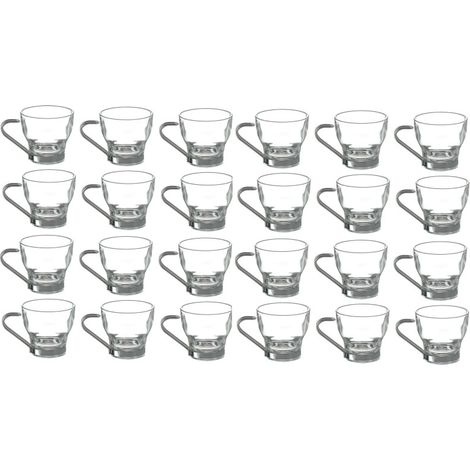 Lot de 24 tasses espresso 8 cl - Verre et métal Haute Qualité Design Moderne - Livraison gratuite