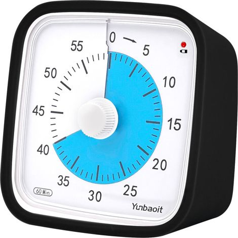 Minuterie visuelle avec veilleuse, compte à rebours de 60 minutes pour enfants et adultes, minuterie silencieuse pour salle de classe, outil de gestion du temps pour la maison, l'école ou le travail (