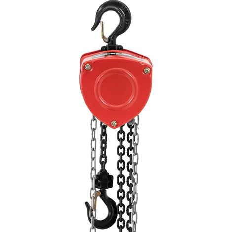 Palan manuel à chaîne 1 000 kg 10 m acier noir rouge (1/3)