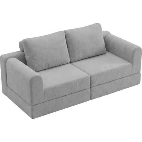 Canapé-lit convertible pliable en mousse à mémoire de forme, fauteuil multifonction, canapé portable pour salon, chambre et petits espaces, flanelle gris (1/5)