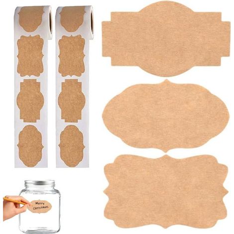 Étiquettes autocollantes bocaux - Lot 600, Kraft, Vintage imperméable pot confiture DIY - Stickers Aucunely (1/5)
