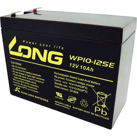 Long WP10-12SE WP10-12SE Batteria al piombo 12 V 10 Ah Piombo-AGM (L x A x P) 151 x 118 x 65 mm Spina piatta 6,35 mm