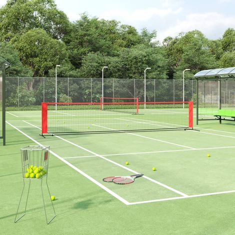 Tennisnetz Schwarz und Rot 500x100x87 cm Polyester