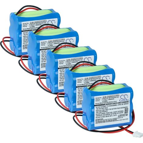 vhbw 5x batería compatible con Visonic PowerMax+ Alarm Control Panel, Powermax Plus sistema de alarma (2000 mAh, 7,2 V, NiMH)