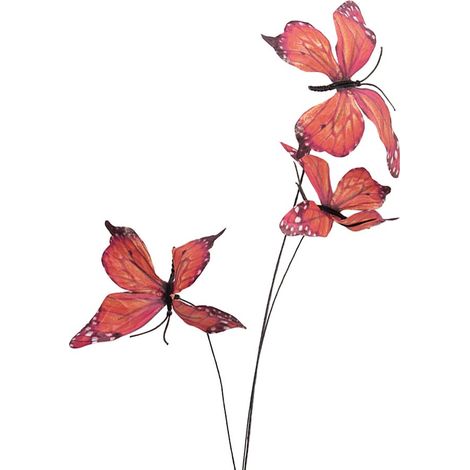 Branche Décorative Papillon en Textile Orange pour Vase et Composition 10 x 10 x 65 cm - PANGIVO (1/2)